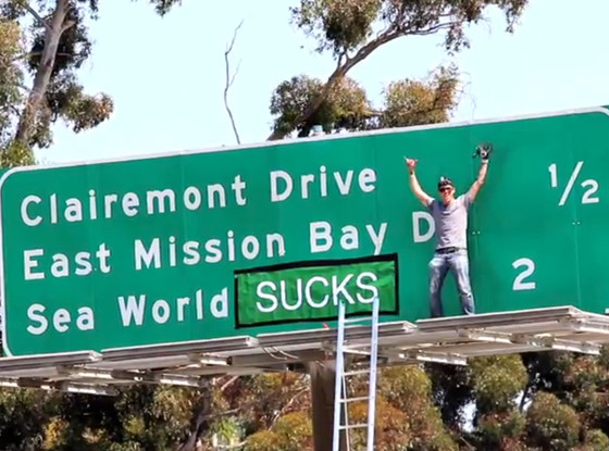 Steve-O, Sea World Freeway Sign Steve-O, Sea World Freeway Sign